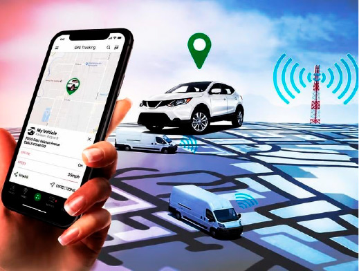 Imagem de um celular com o aplicativo de rastreio aberto localizando o seu veiculo da Status Sound Car